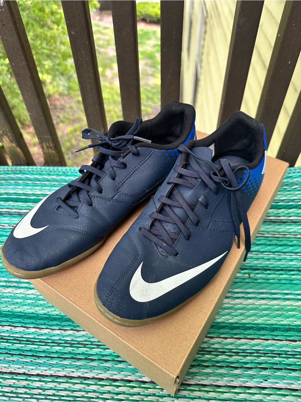 Nike Men’s Navy Blue Athletic Indoor Shoes with White Swoosh
